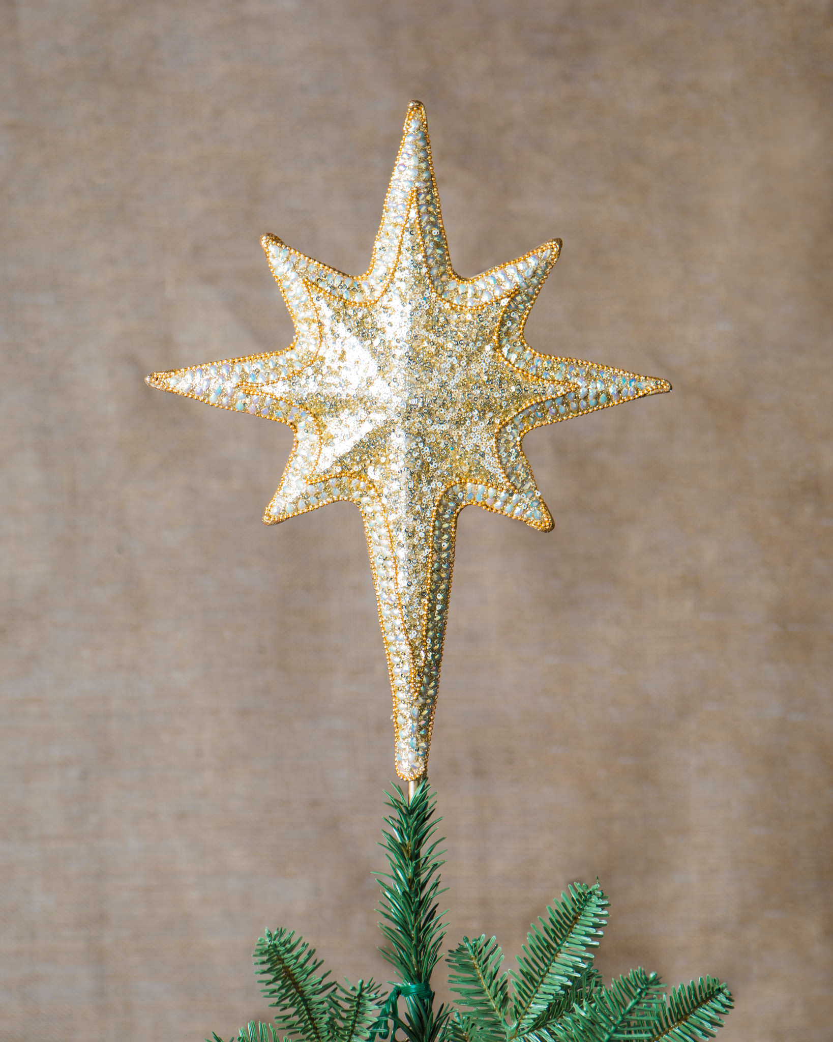 Punta per Albero a Forma di Stella di Betlemme Rossa
