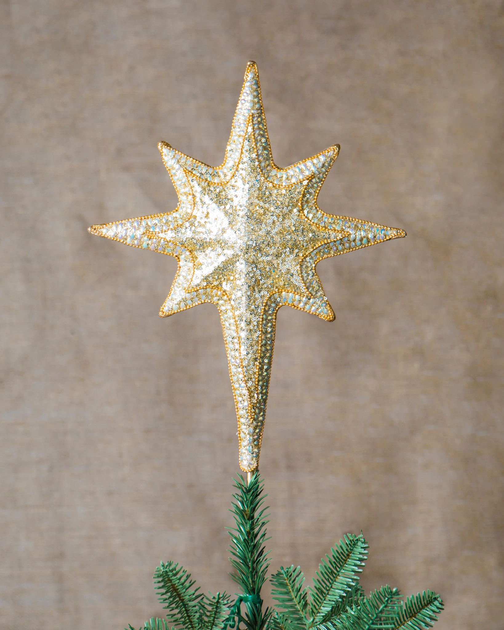 Punta per Albero a Forma di Stella di Betlemme Rossa